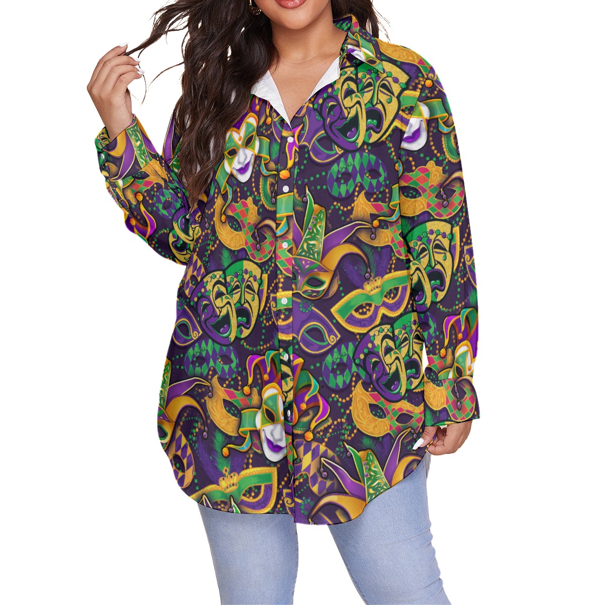Mardi Gras Hawaiian Plus Size Shirt For Women - variant image 1