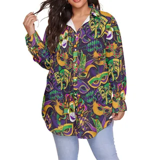 Mardi Gras Hawaiian Plus Size Shirt For Women