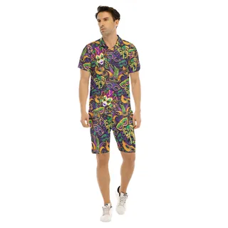 Happy Mardi Gras Colorful Hawaiian Shirt And Shorts For Men