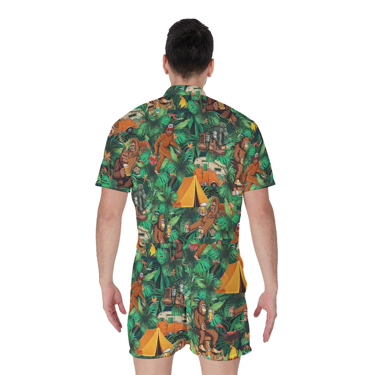 Tropical Bigfoot Camping Men's Hawaiian Romper