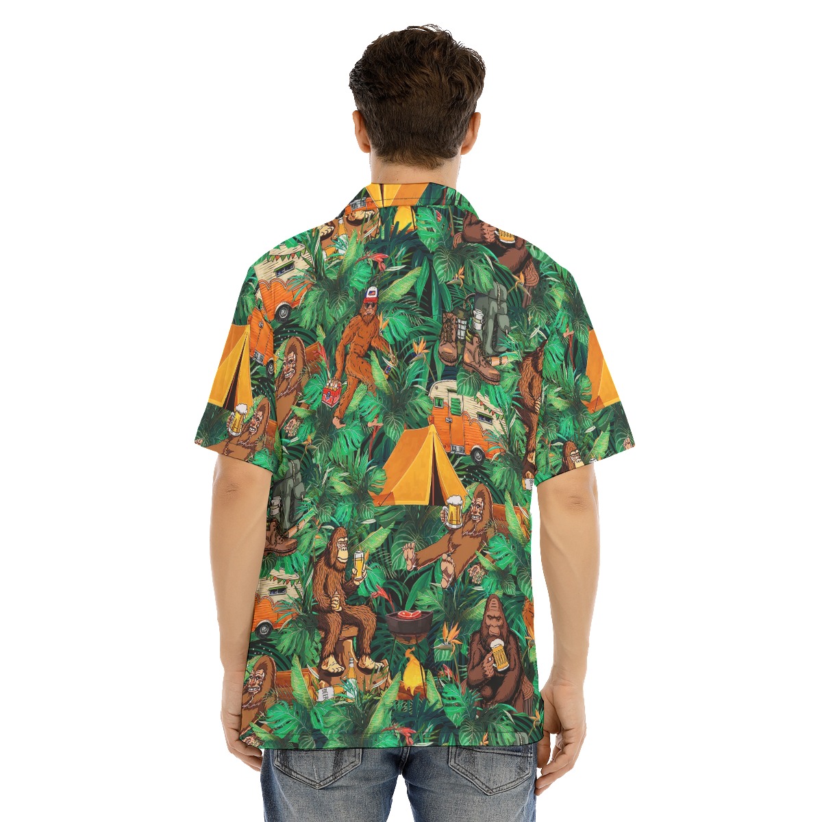 Funny Camping Bigfoot Tropical Hawaiian Shirt