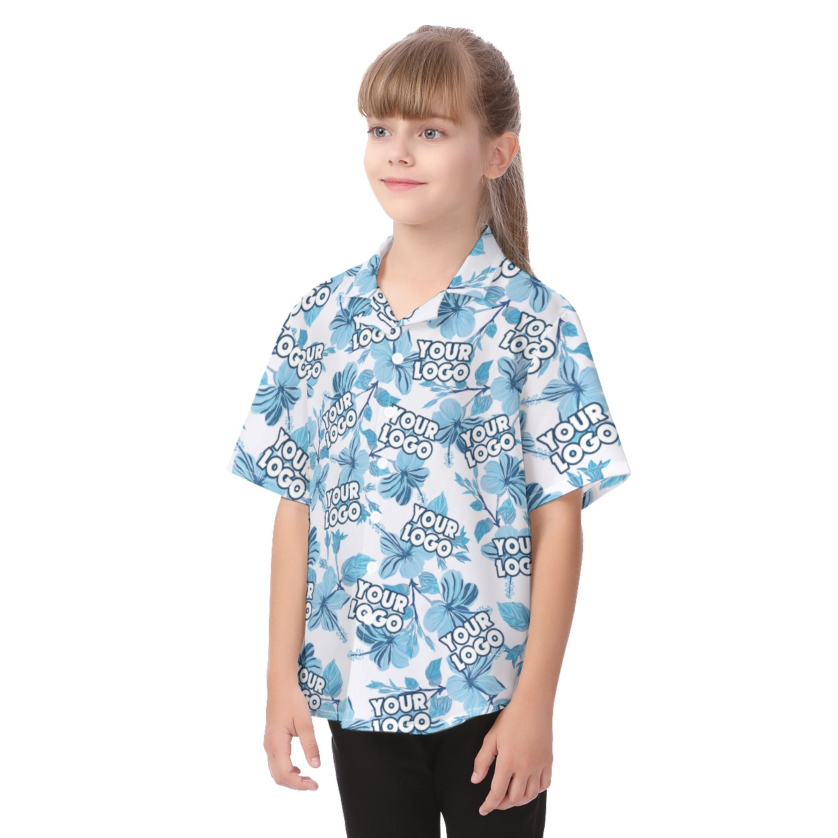 Personalized Photo Kid's Tropical Button Shirt For Summer