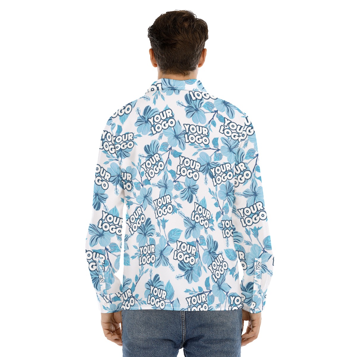 Custom Logo Long Sleeve Hawaiian Shirt For Men