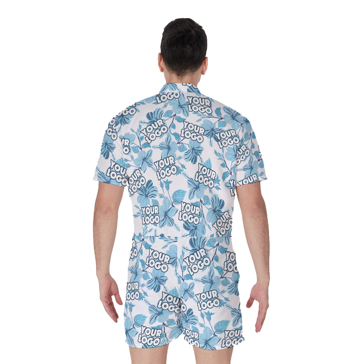 Tropical Hibiscus Romper With Custom Logo For Men