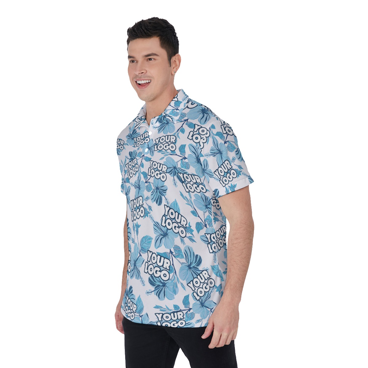 Custom Team Logo Hawaiian Polo Golf Shirt For Men