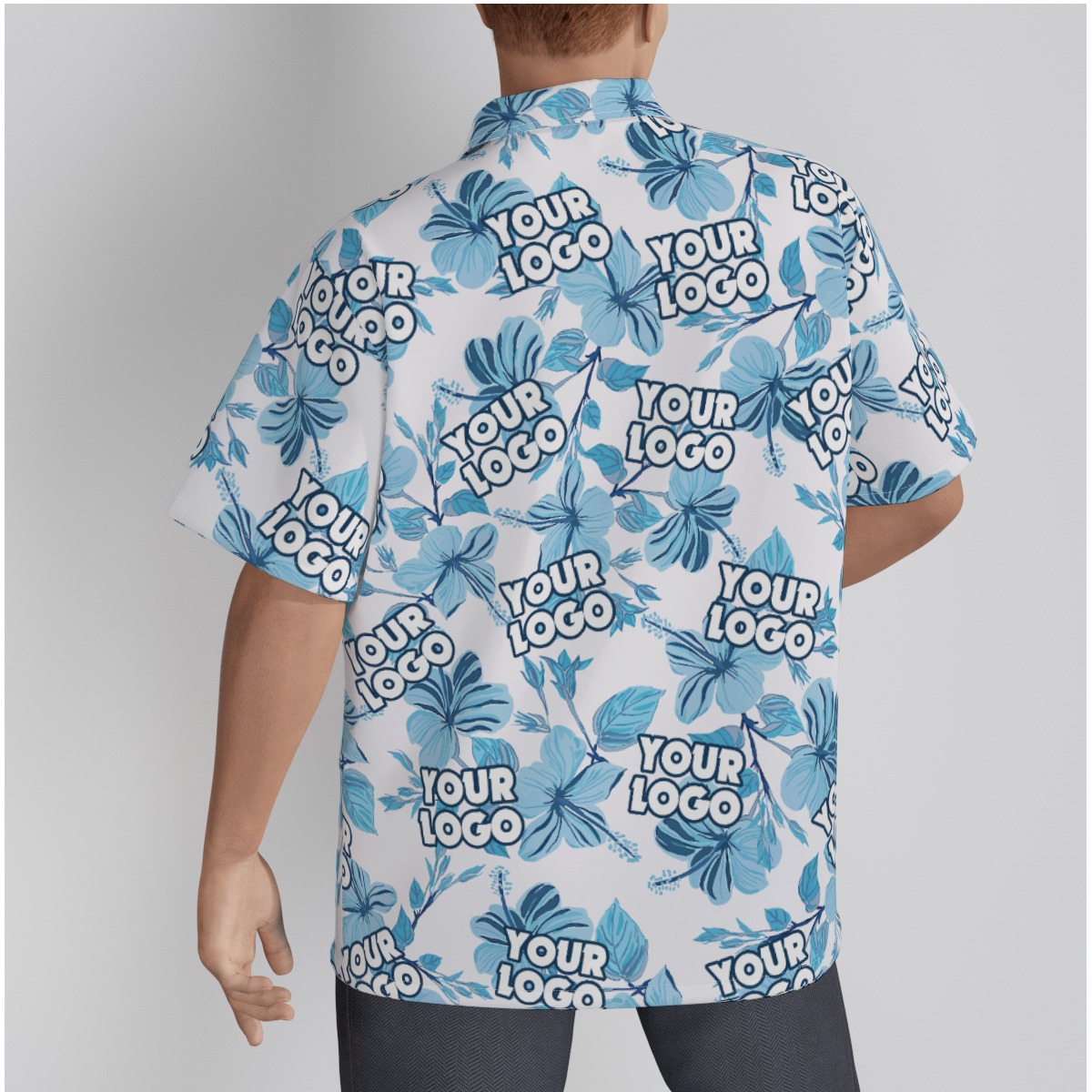 Men's Custom Logo Hawaii Shirt With Short Sleeve Button Up