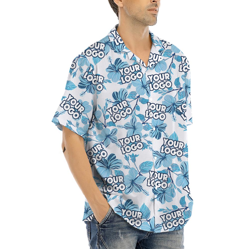 Men's Custom Logo Hawaii Shirt With Short Sleeve Button Up