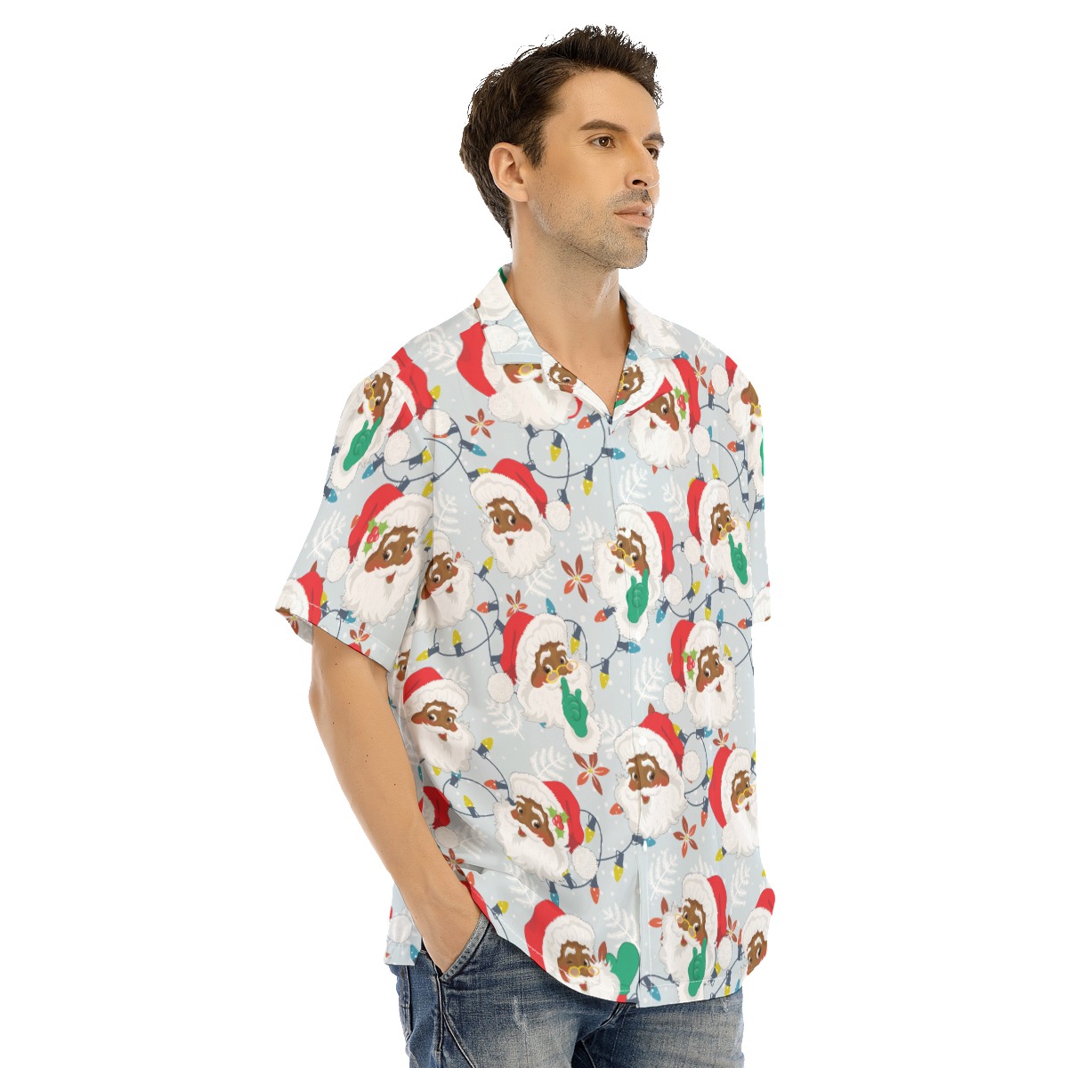 Cool African American Santa Claus Xmas Hawaiian Shirt
