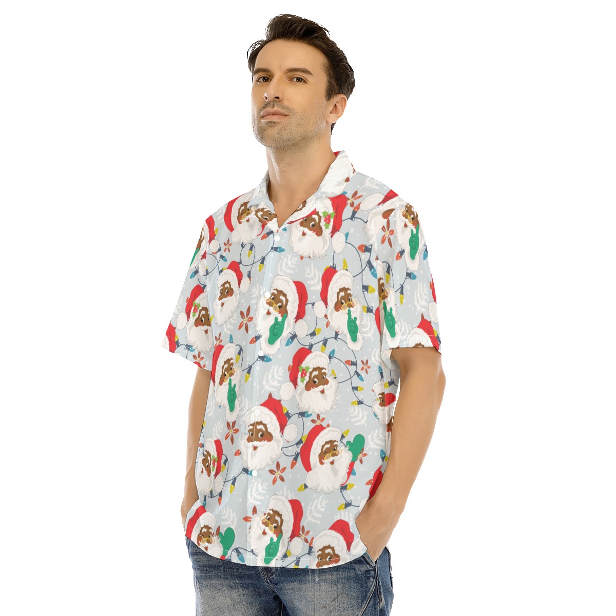 Cool African American Santa Claus Xmas Hawaiian Shirt
