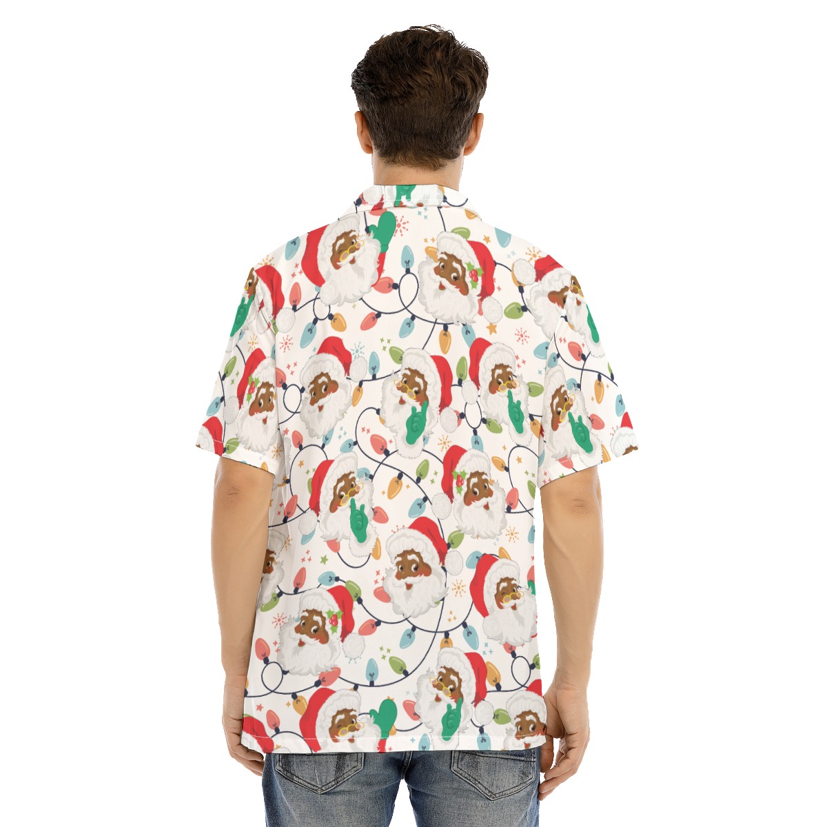Believe Black Santa Hawaiian Christmas Button Up Shirt