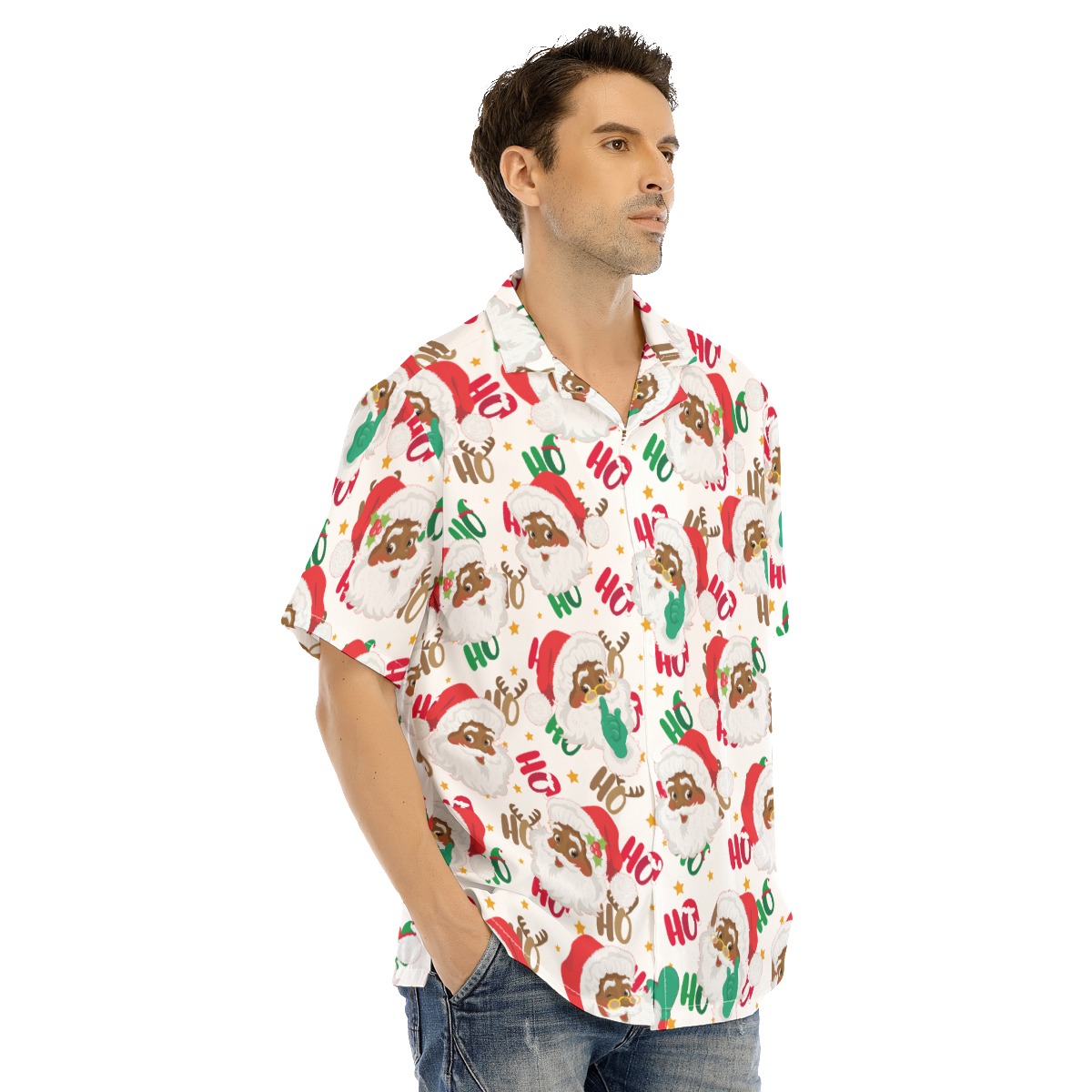 Colorful Christmas Decorations Black Santa Hawaiian Christmas Shirt