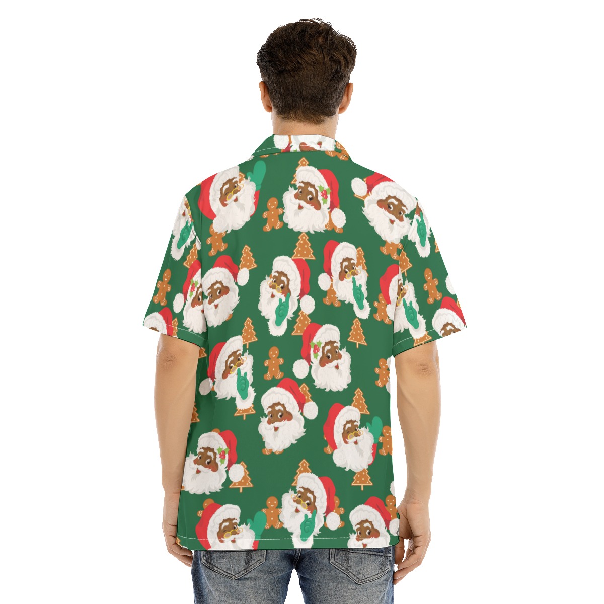Green American African Santa Aloha Christmas Shirt