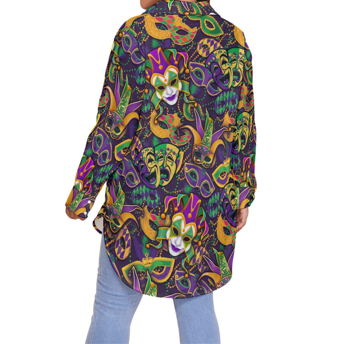 Mardi Gras Hawaiian Plus Size Shirt For Women