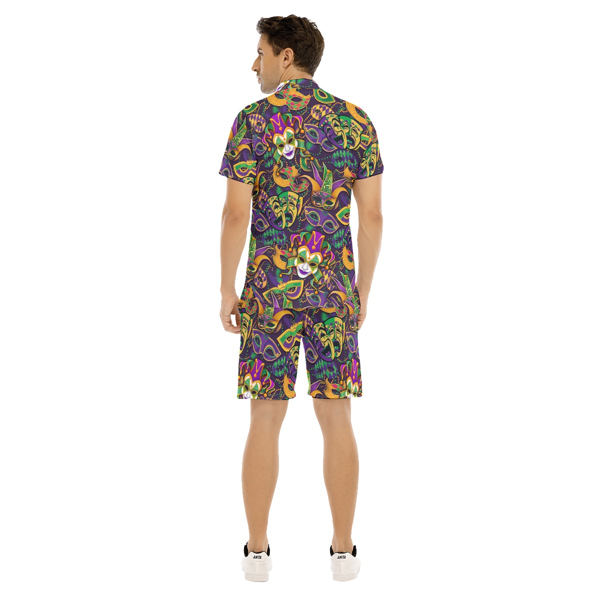 Happy Mardi Gras Colorful Hawaiian Shirt And Shorts For Men