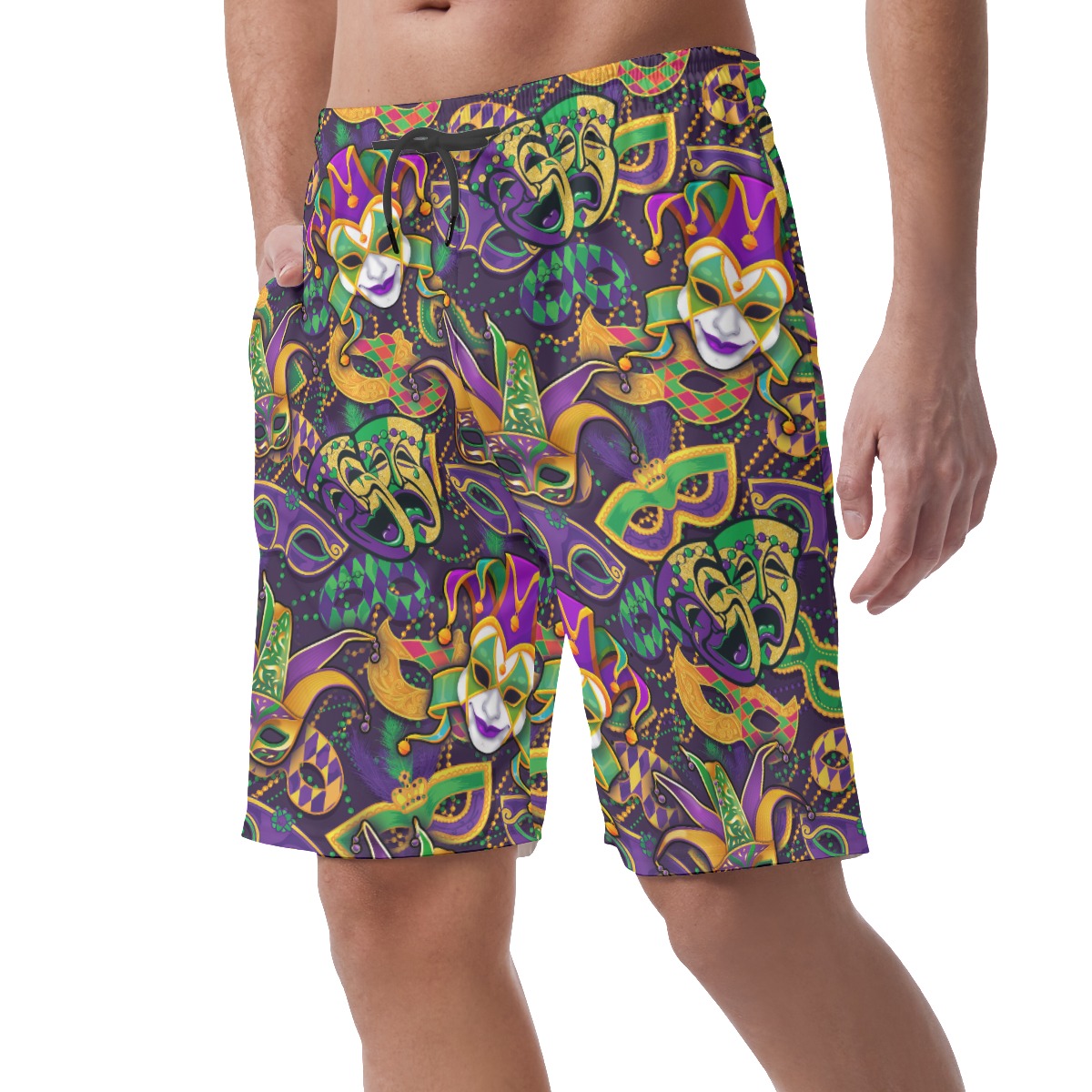 Colorful Masks Mardi Gras Hawaiian Beach Shorts For Men