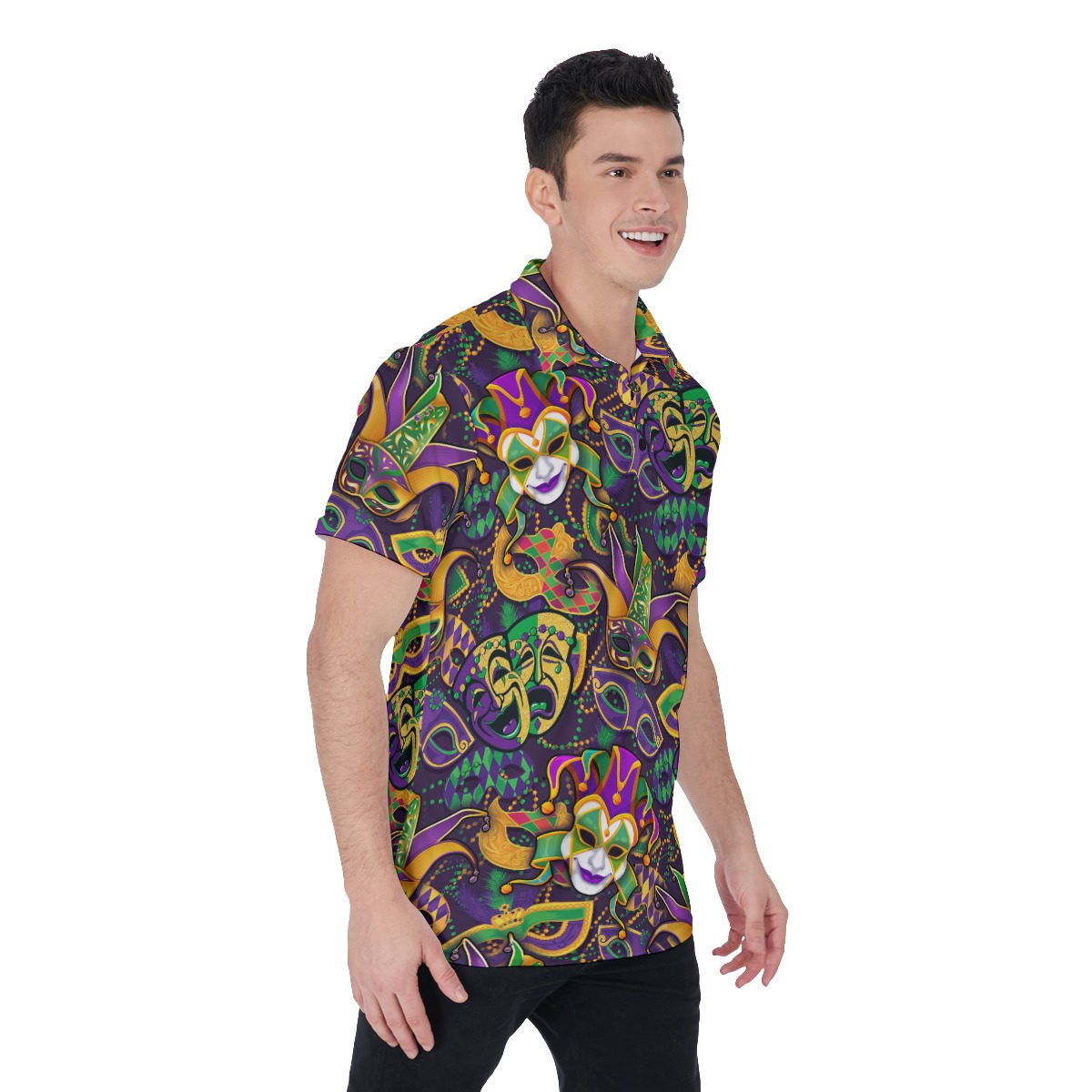 Mardi Gras Hawaiian Golf Polo Shirt For Men