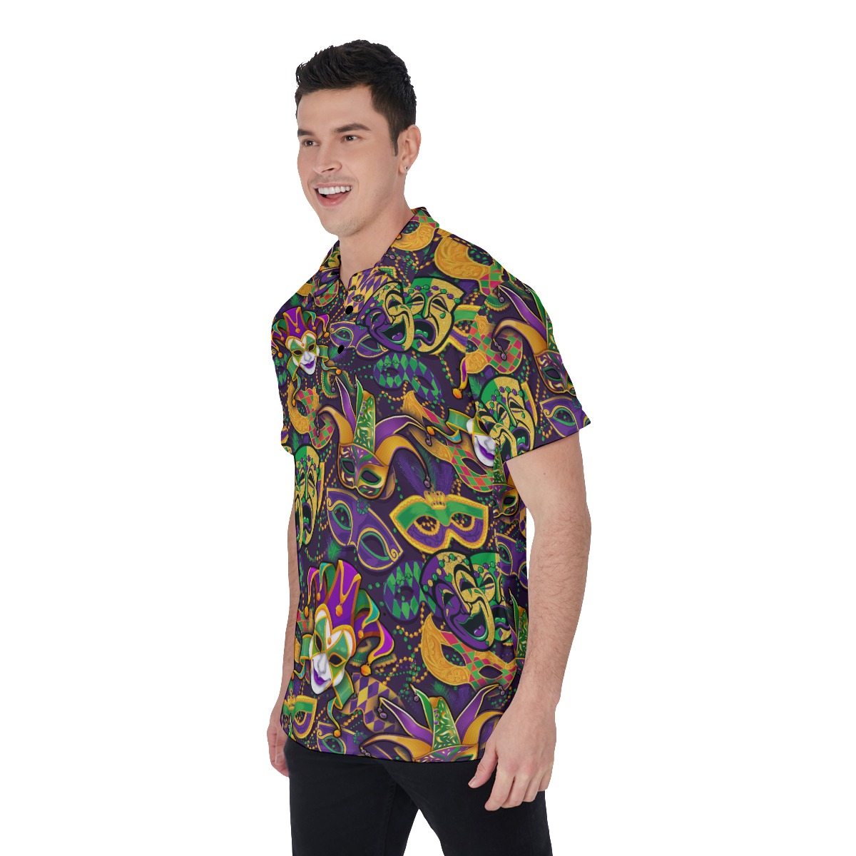 Mardi Gras Hawaiian Golf Polo Shirt For Men