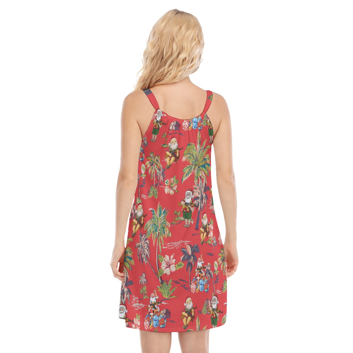 Funny Santa Claus With Gun Vintage Aloha Cami Dresses For Women