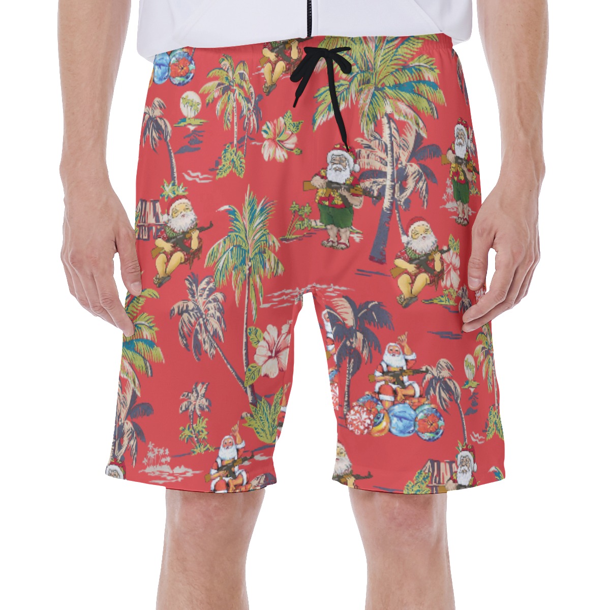 Funny Santa Claus With Gun Tropical Vintage Hawaiian Swimwear For Men - variant image 1