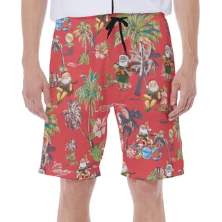 Funny Santa Claus With Gun Tropical Vintage Hawaiian Swimwear For Men
