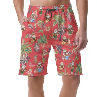 Funny Tactical Gun Santa Vintage Hawaiian Beach Shorts For Men