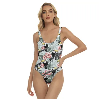 Tropical Hibiscus Tactical Gun Toucan Hawaiian Swimsuit For Women