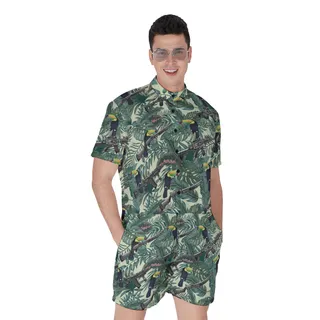 Tactical Gun Tropical Toucan Men's Hawaiian Romper