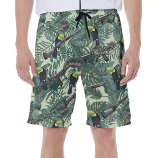 Tactical Toucan Tropical Hawaiian Swim Trunks For Men