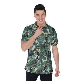 Tactical Gun Tropical Toucan Hawaiian Polo Golf Shirt For Men