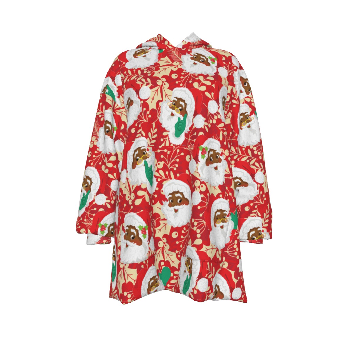 Women's Comfy Black Santa Christmas Blanket Hoodie - variant image 1