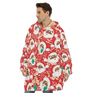 African Black Santa Christmas Blanket Sweatshirt For Men