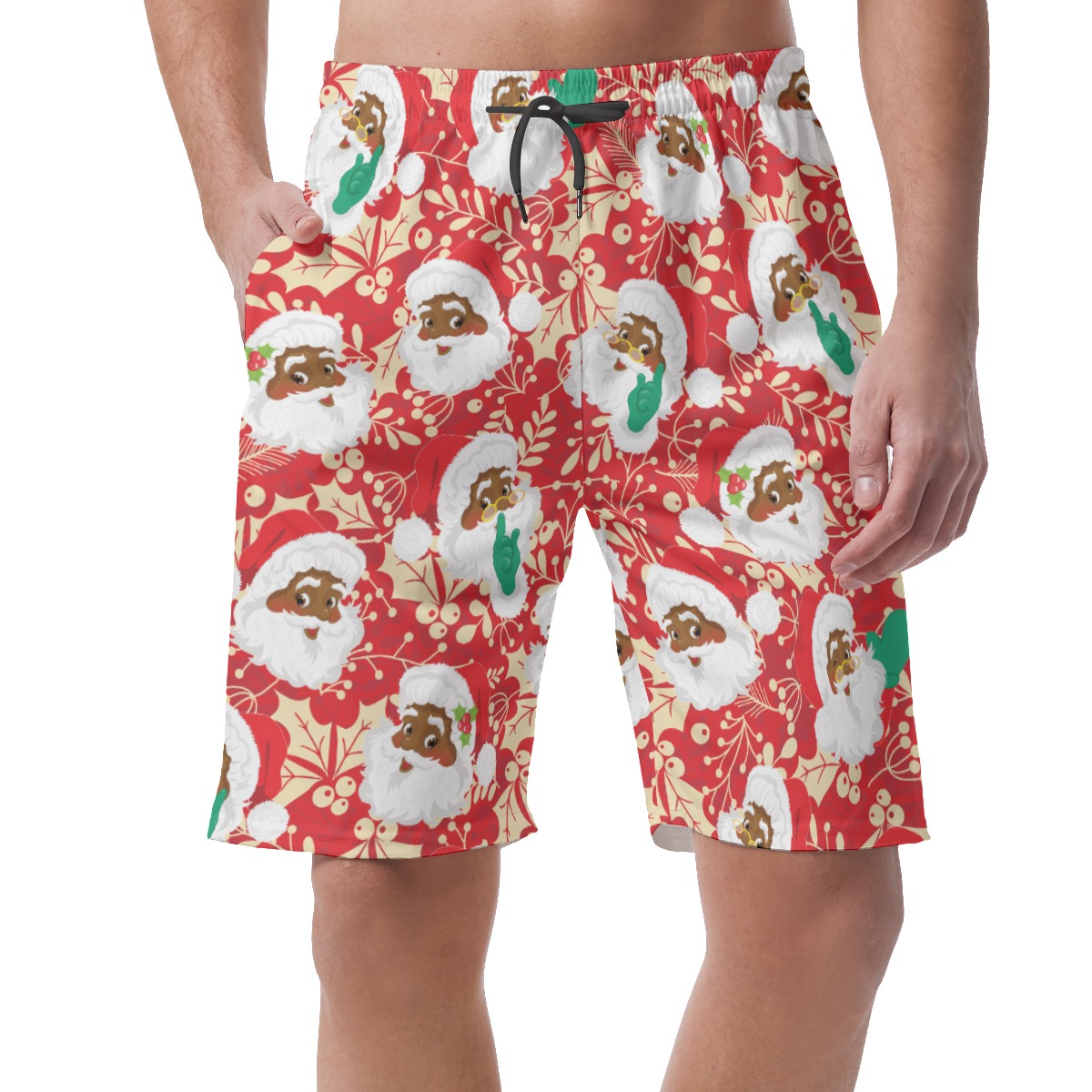 Black Santa Merry Christmas Hawaiian Shorts For Men - variant image 1