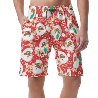 Black Santa Merry Christmas Hawaiian Shorts For Men