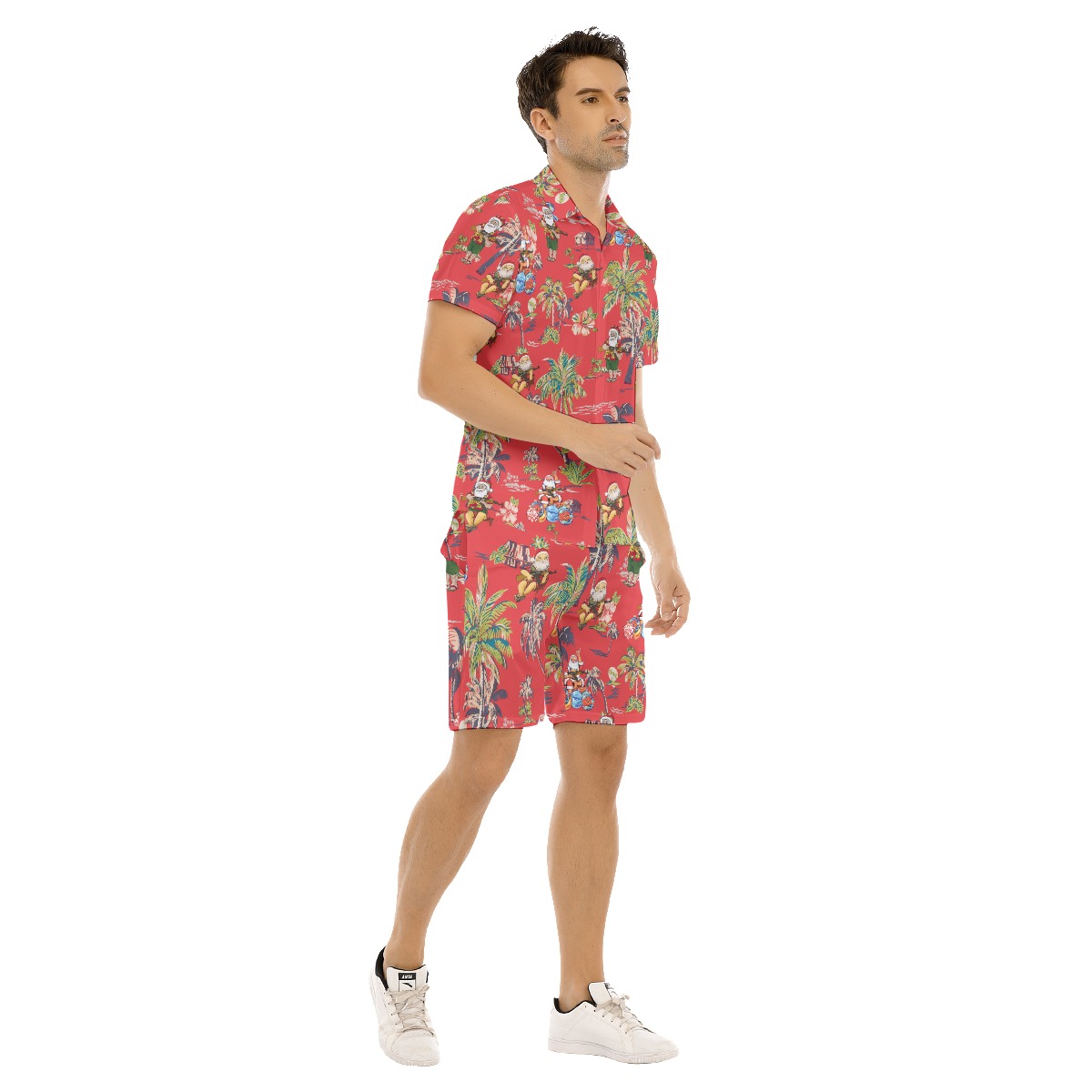 Tactical Santa Palm Trees Vintage Hawaiian Shirt Set For Men