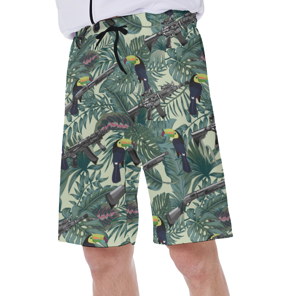 Tactical Toucan Tropical Hawaiian Swim Trunks For Men