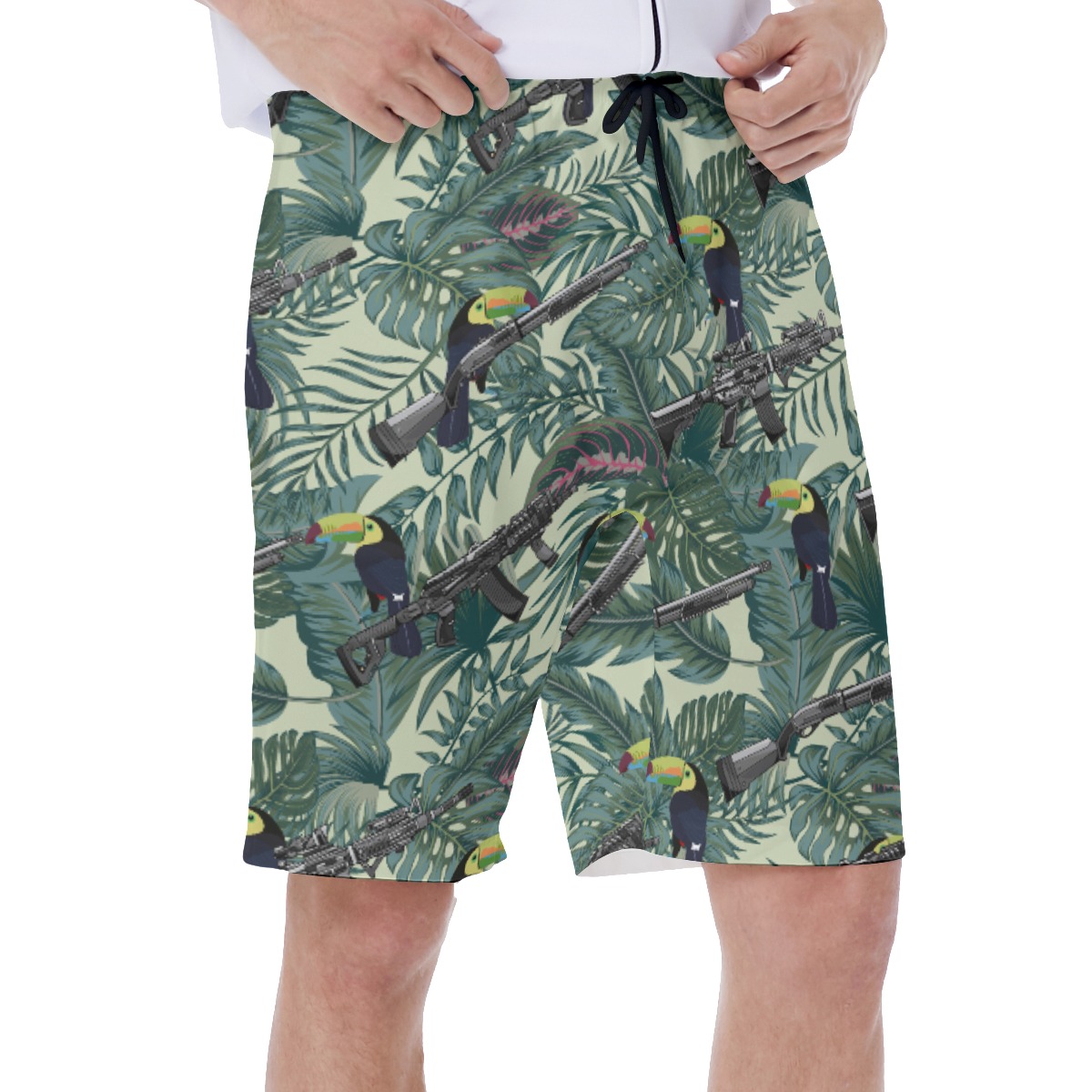 Tactical Toucan Tropical Hawaiian Swim Trunks For Men