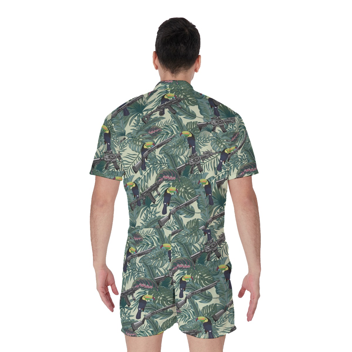 Tactical Gun Tropical Toucan Men's Hawaiian Romper