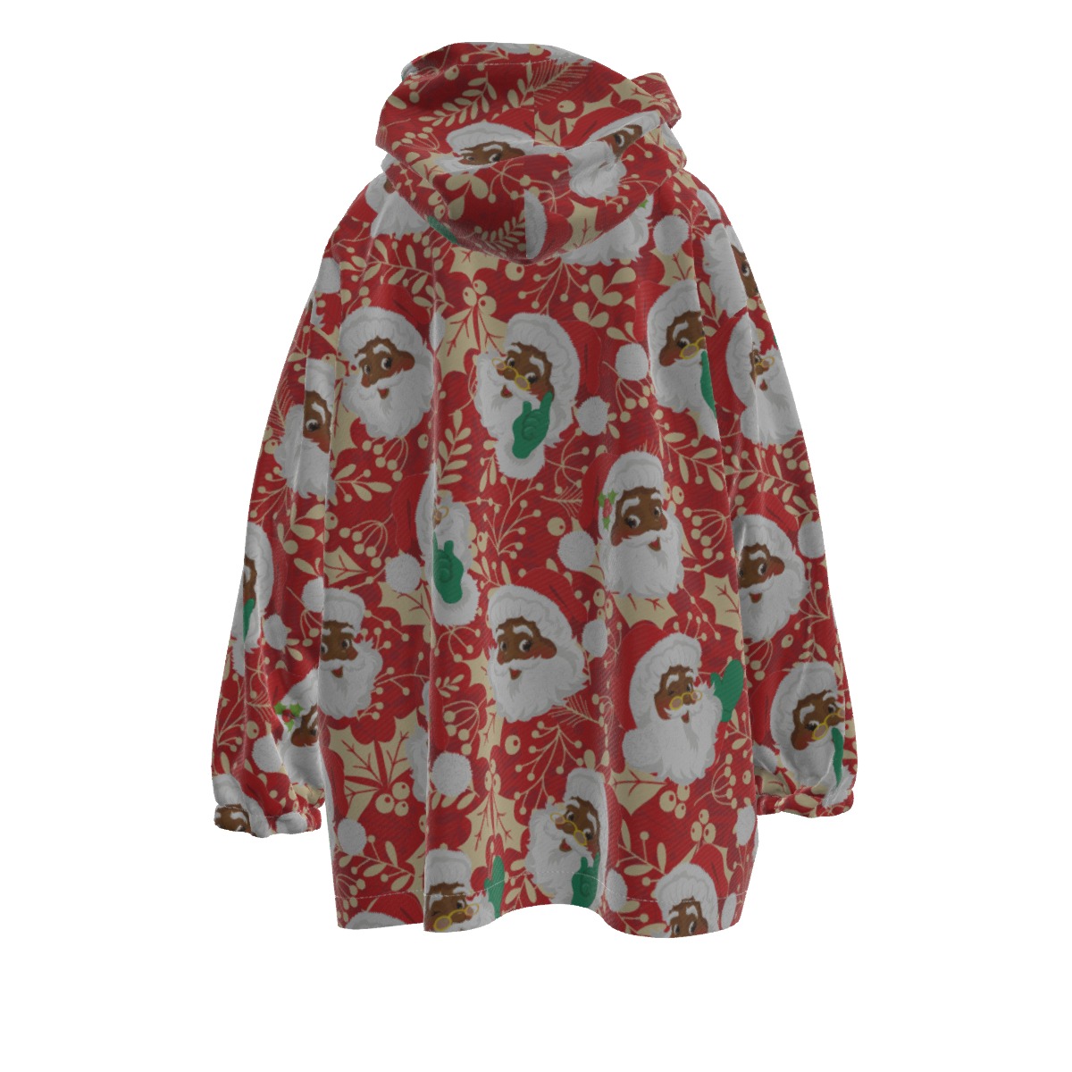Kid's African American Black Santa Oversized Blanket Hoodie