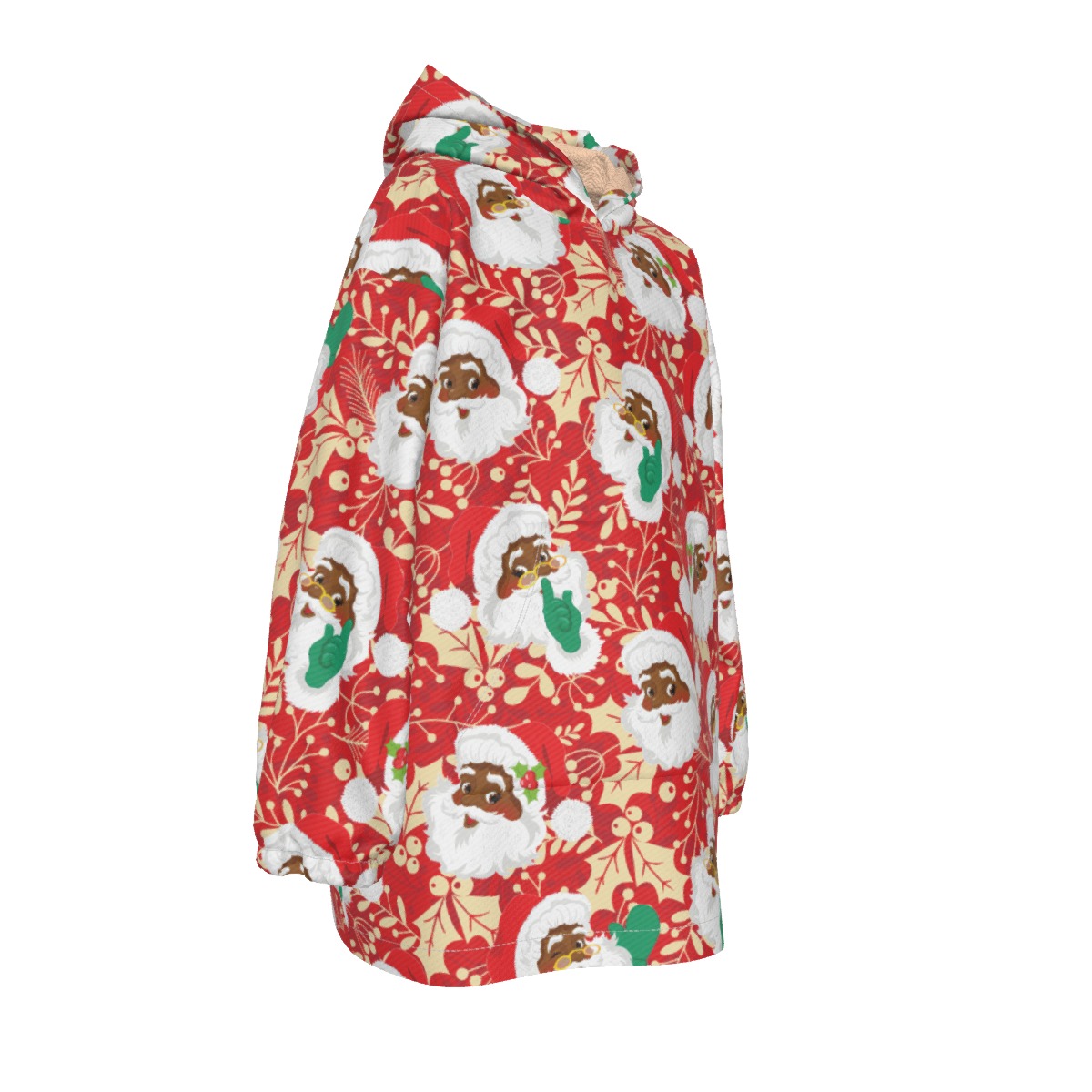 Kid's African American Black Santa Oversized Blanket Hoodie
