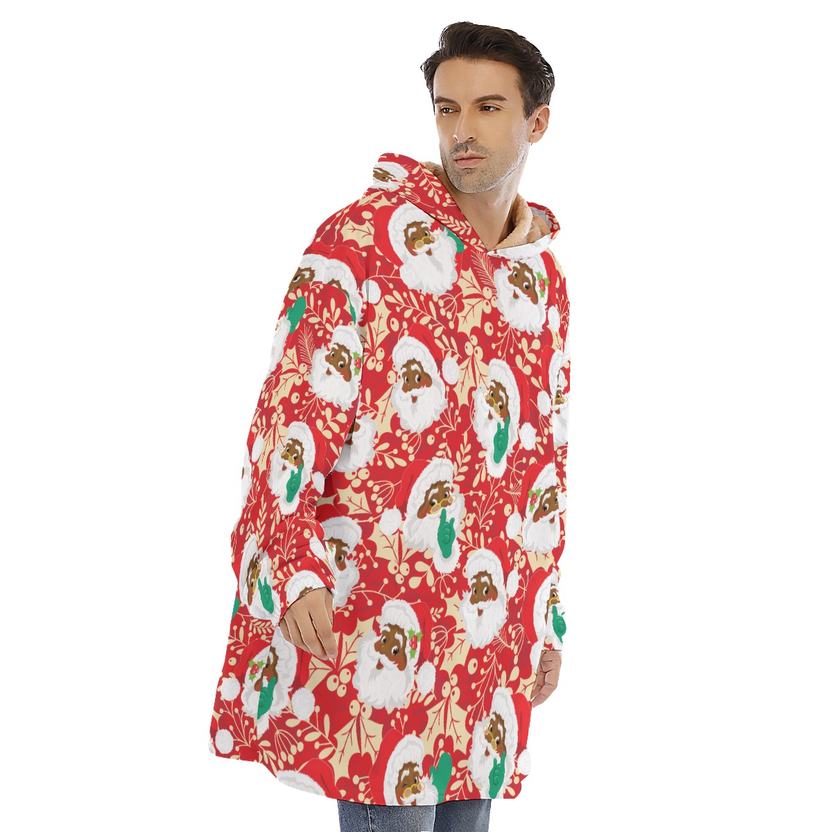 African Black Santa Christmas Blanket Sweatshirt For Men