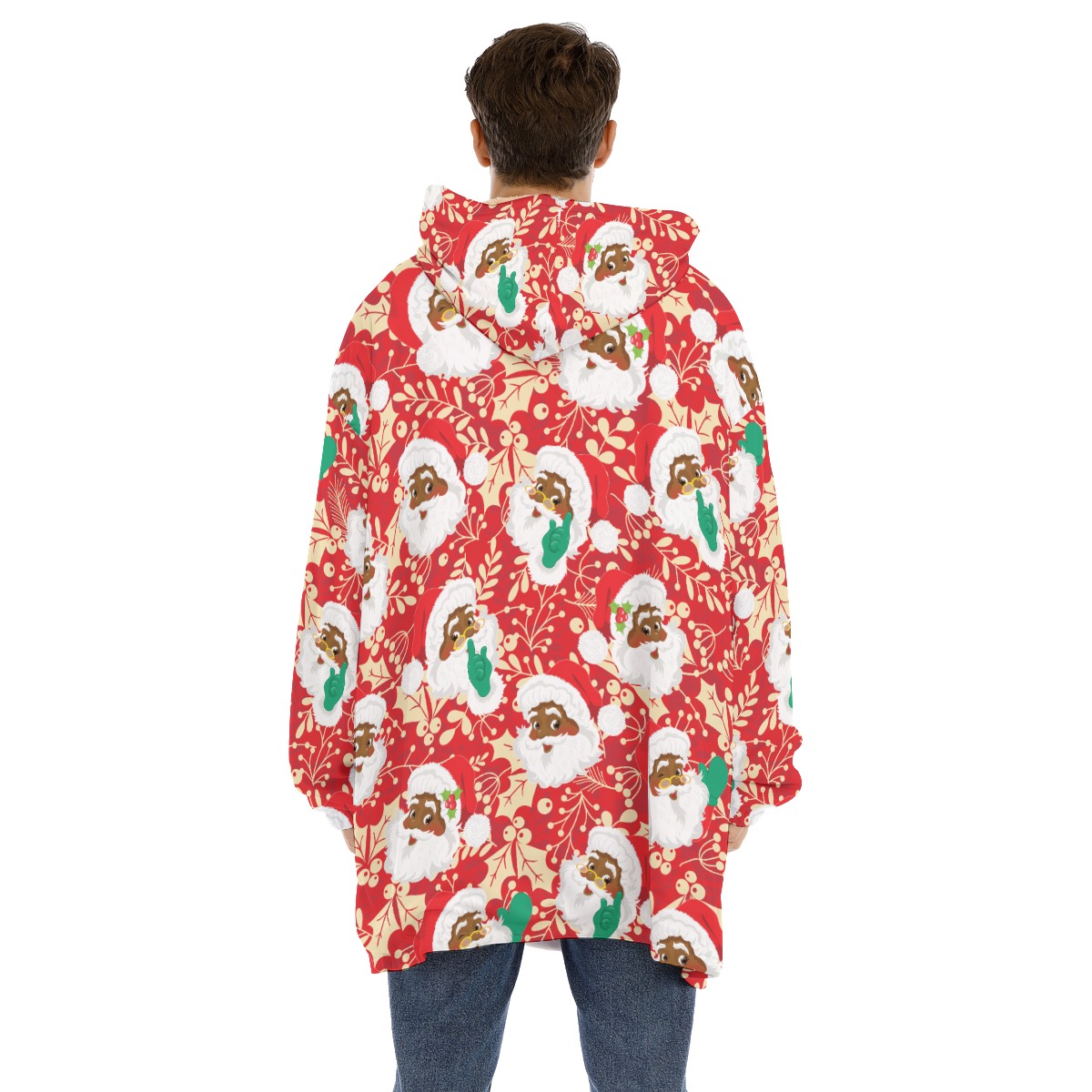 African Black Santa Christmas Blanket Sweatshirt For Men
