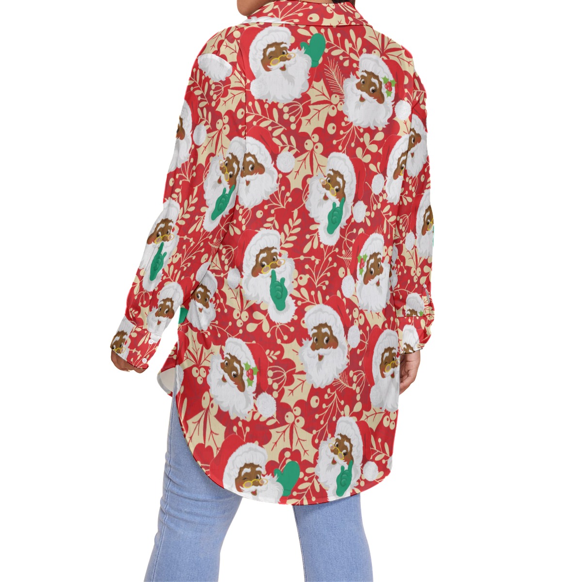 African American Santa Plus Size Christmas Shirt For Women