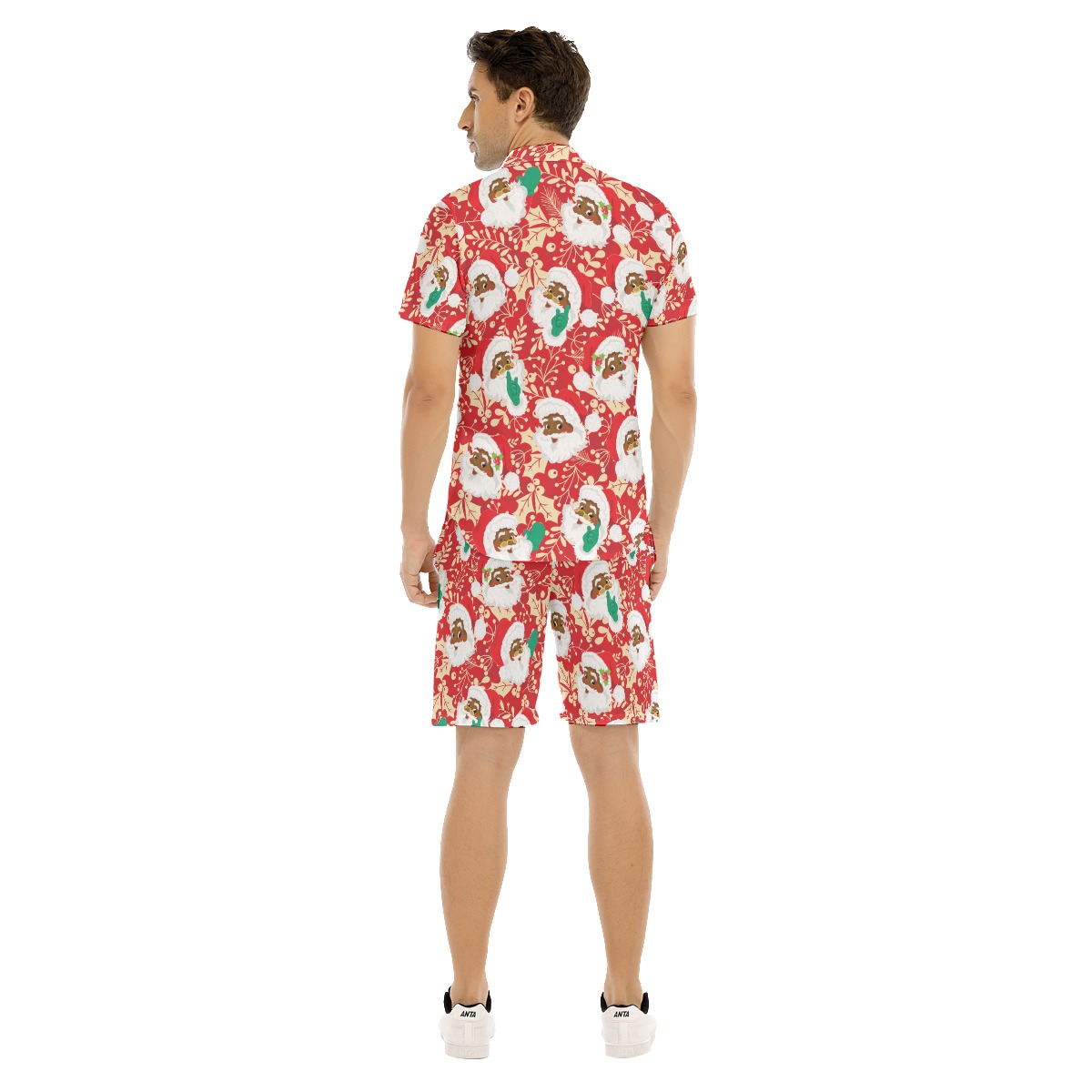 Funny Black Santa Hawaiian Christmas Shirt Set For Men