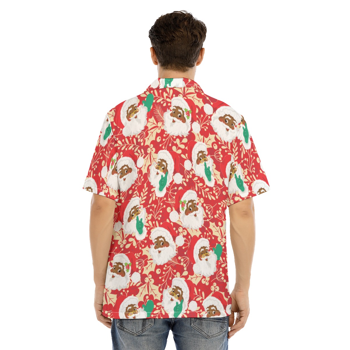 African American Santa Hawaiian Christmas Shirt For Men