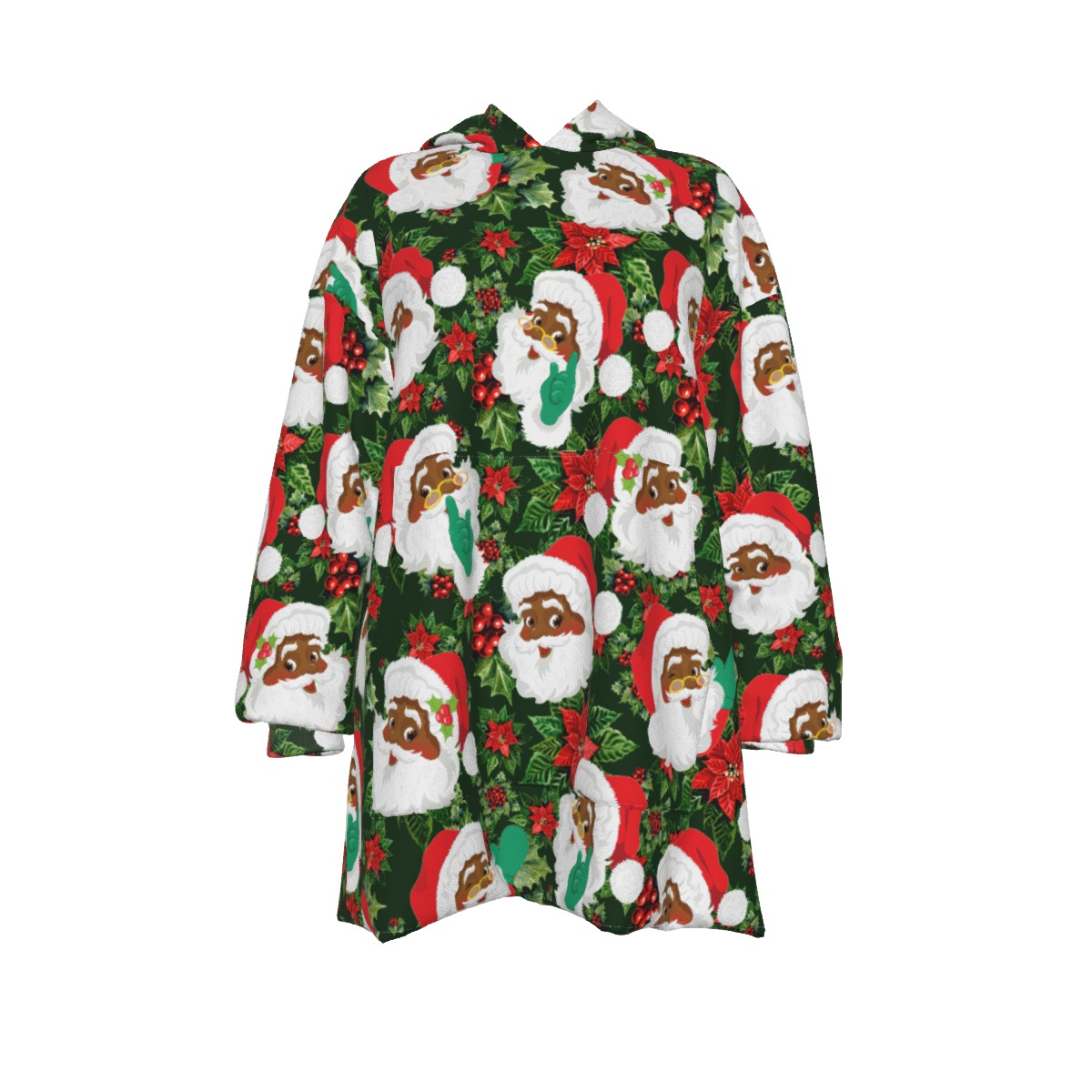 Women's African American Santa Snuggie Hoodie Blanket For Women - variant image 1