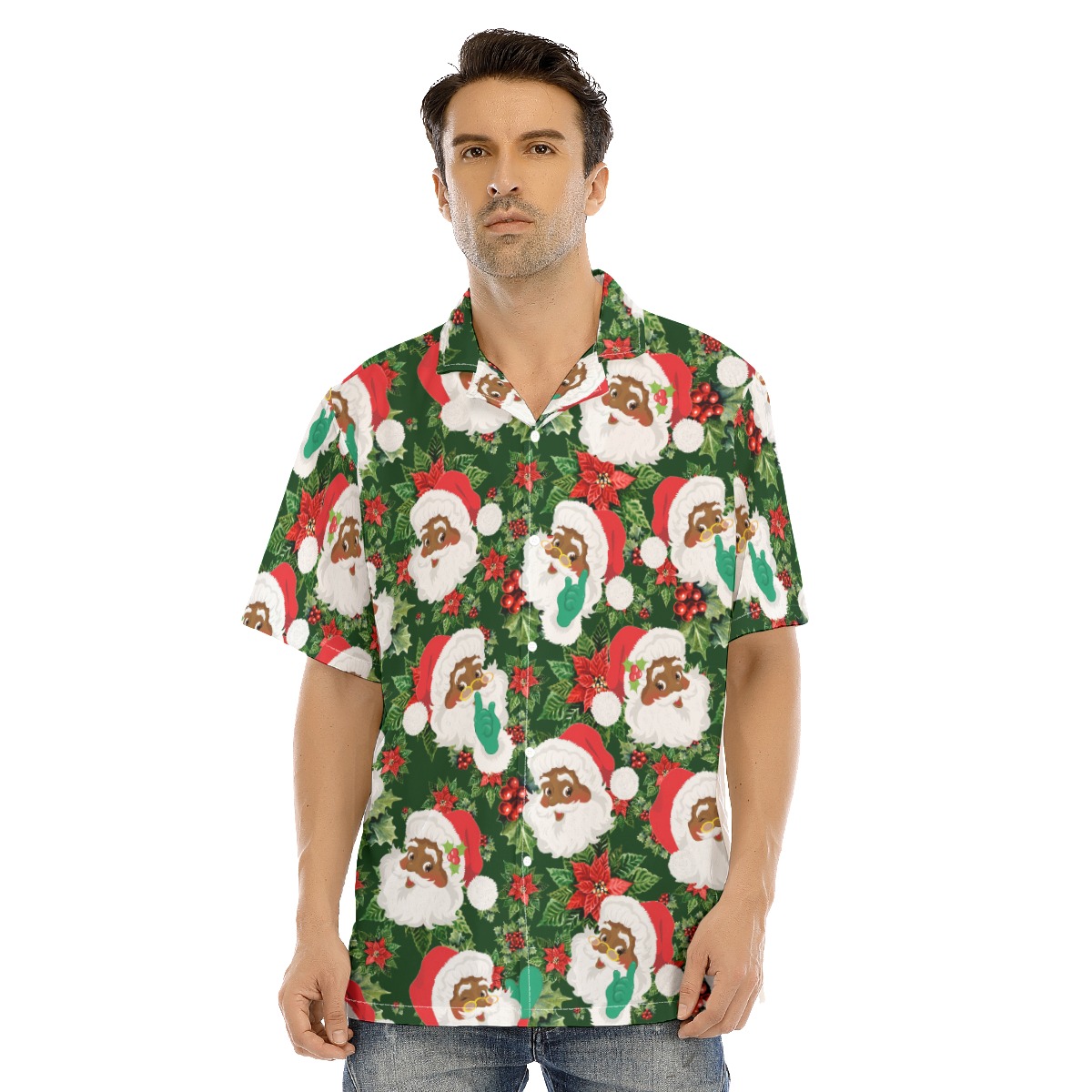 Black Santa Christmas Hawaiian Shirt - variant image 1