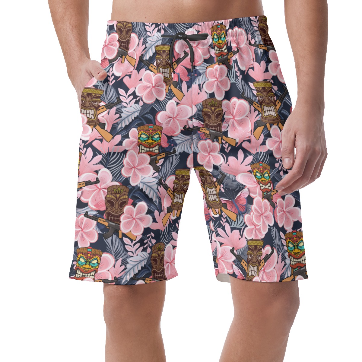 Tropical Tactical Tiki Hawaiian Beach Shorts For Men - variant image 1