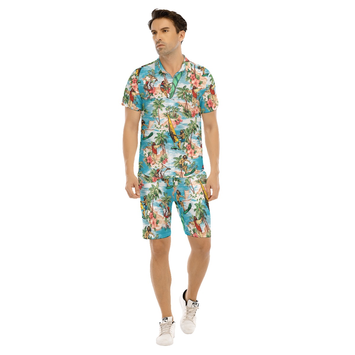 Funny Jesus Cool Surfing Aloha Christmas Shirt Set For Men - variant image 1