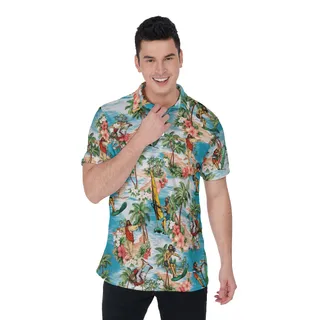 Funny Surfing Jesus Hawaiian Christmas Polo Shirt For Men