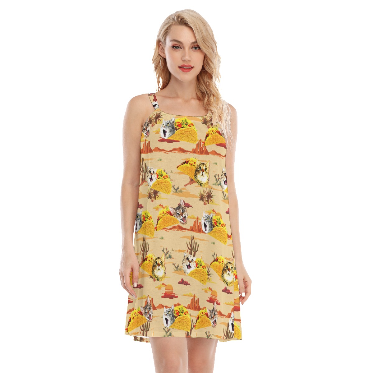 Cute Taco Cat Summer Hawaiian Cami Dress - variant image 1